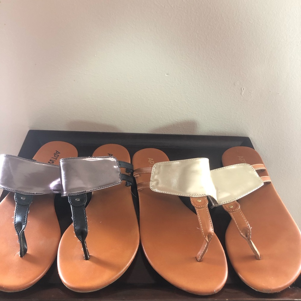 Apt. 9 Silver and Gold Flip Flops Size 9